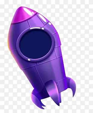 紫色卡通火箭png