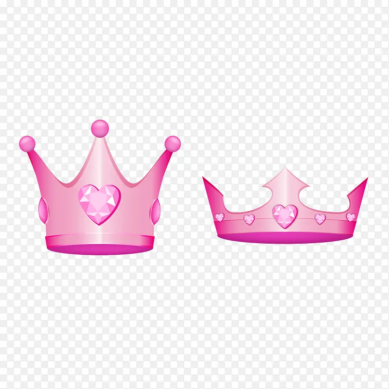 高清粉色王子公主王冠插画元素