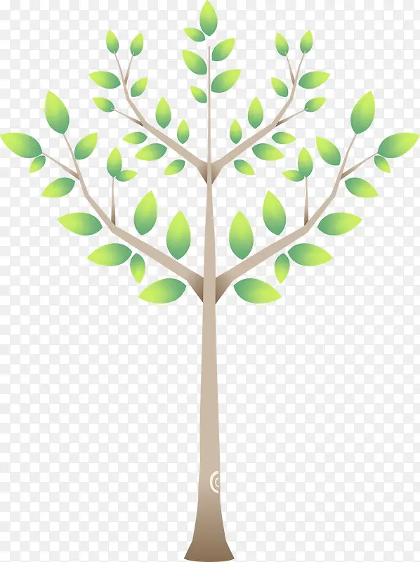 黄绿色手绘树叶大树