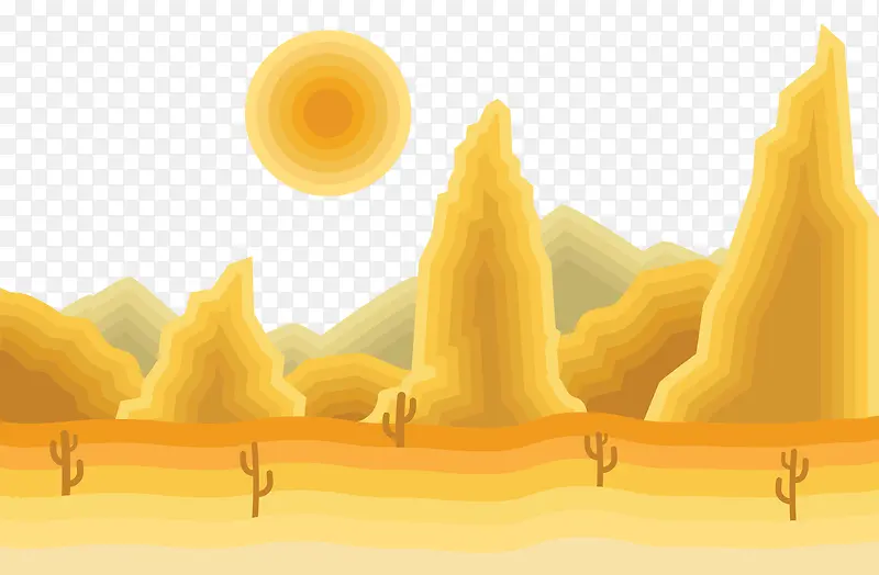 黄昏沙漠风景插画