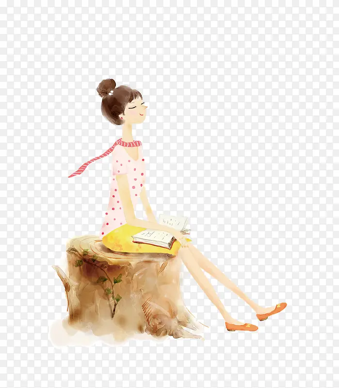 卡通手绘少女插画免抠PNG图片素材下载_图片编号qxplkppq-免抠素材网