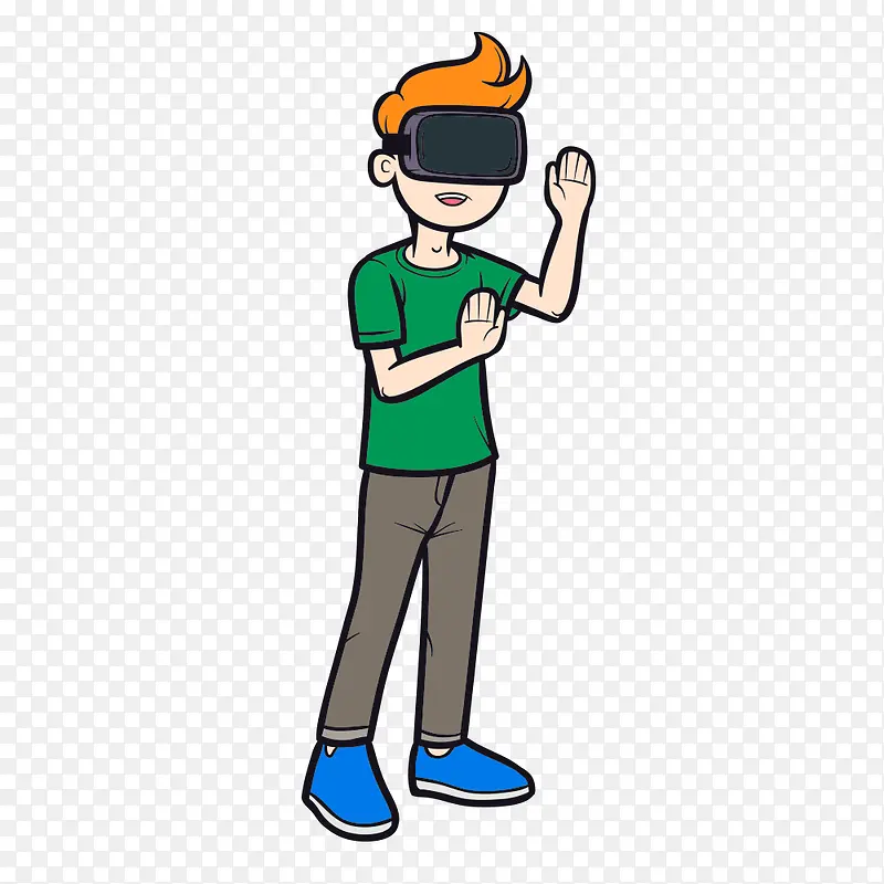 戴VR眼镜的卡通人物矢量素材PNG图片素材下载_图片编号yxplzgby-免抠素材网