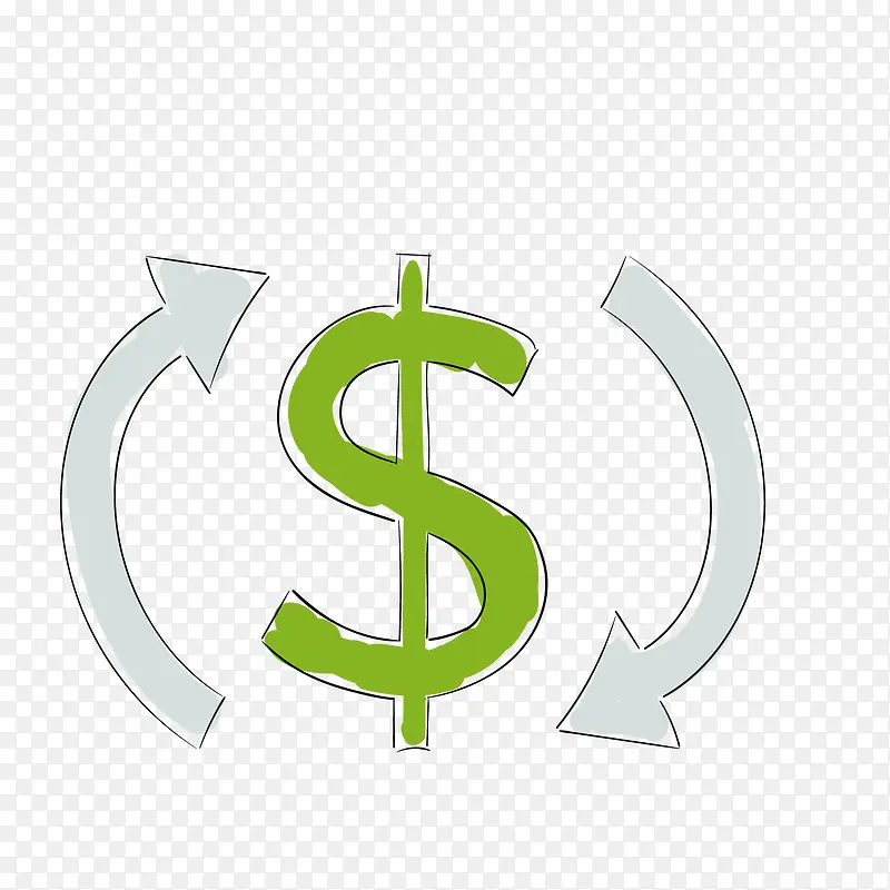 卡通绿色美金符号矢量图