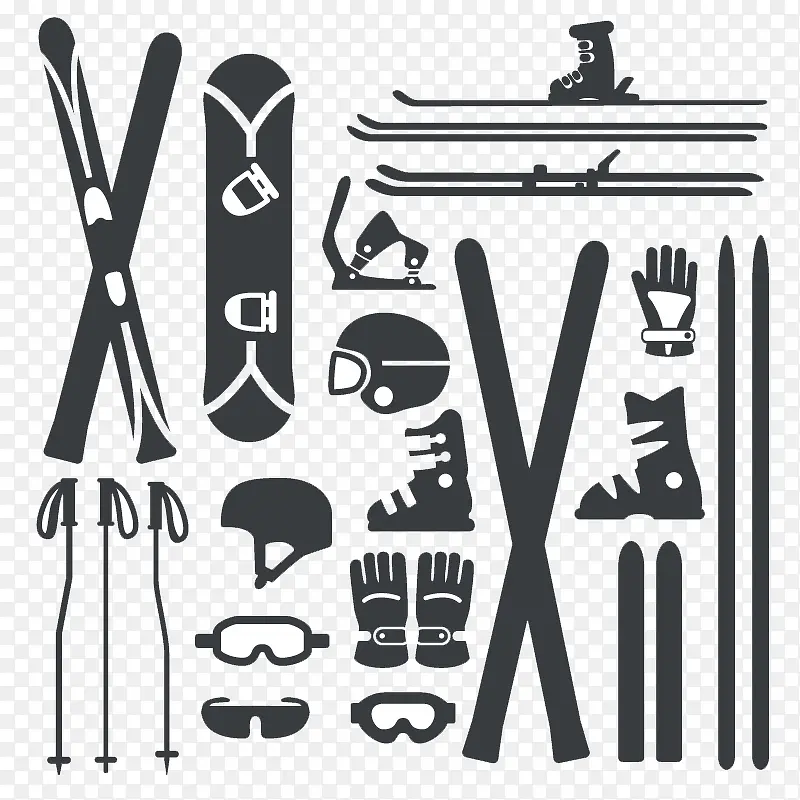 21款滑雪装备设计矢量素材