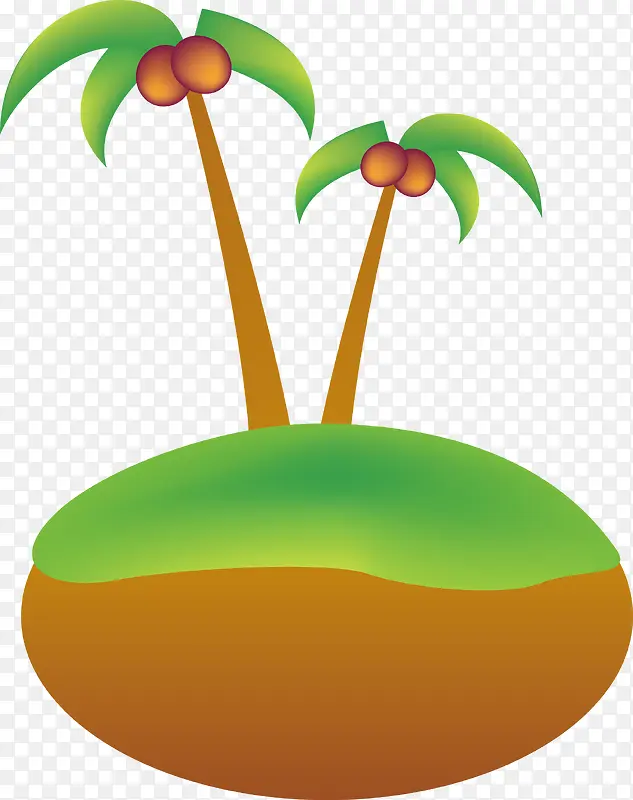 卡通椰子树小岛矢量