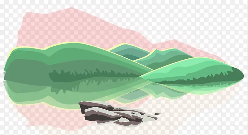 卡通中国风山水彩色背景装饰矢量