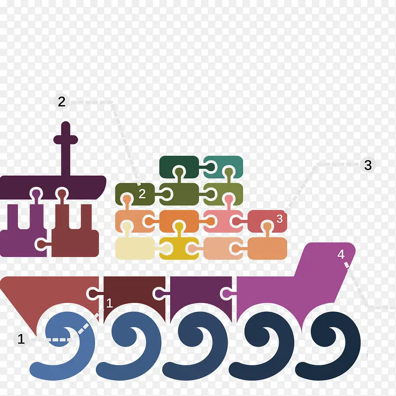 创意拼图船舶样式图表