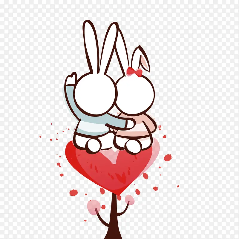 卡通情侣兔子插画设计