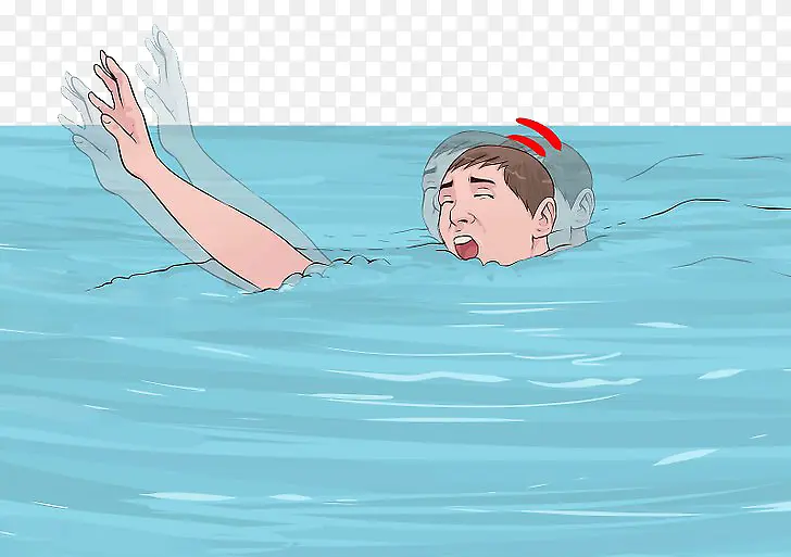 卡通海边旅游溺水
