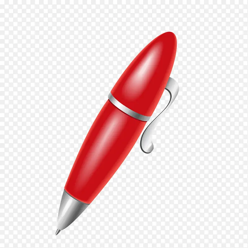 矢量手绘一支红色钢笔