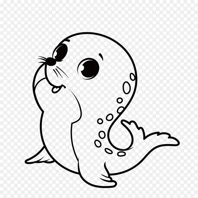 可爱乖巧的素描海狮PNG图片素材下载_图片编号qoalkmmq-免抠素材网