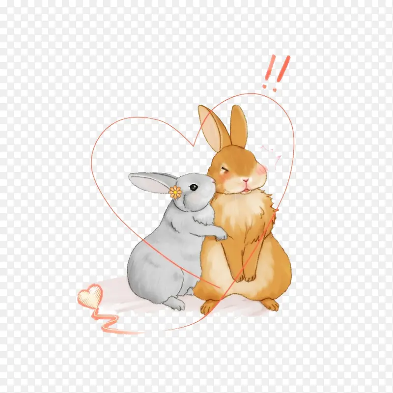 卡通手绘小兔子情侣装饰