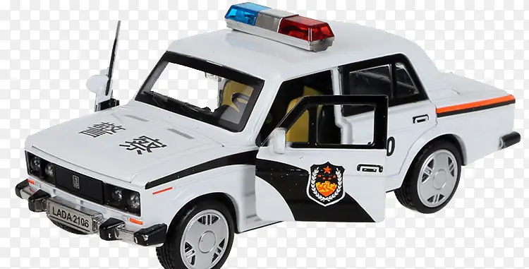 一辆打开车门的警车