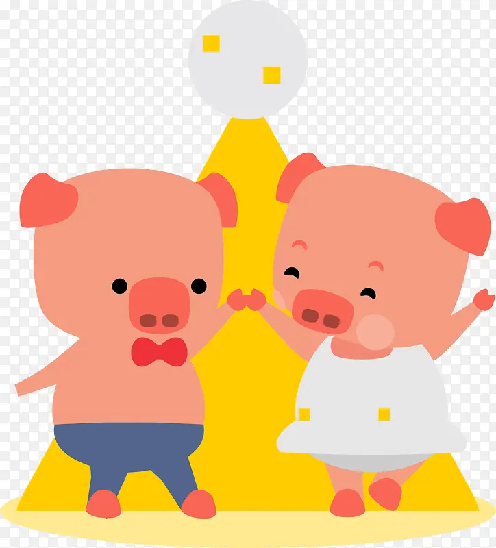 情人节两只小猪装饰贴纸