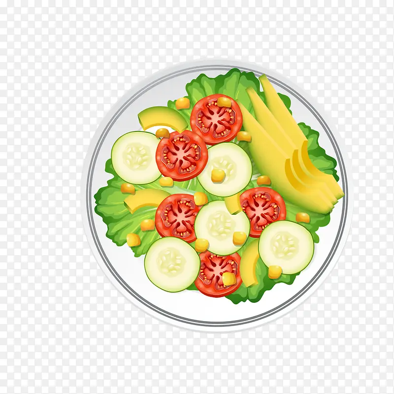 卡通蔬菜沙拉矢量图