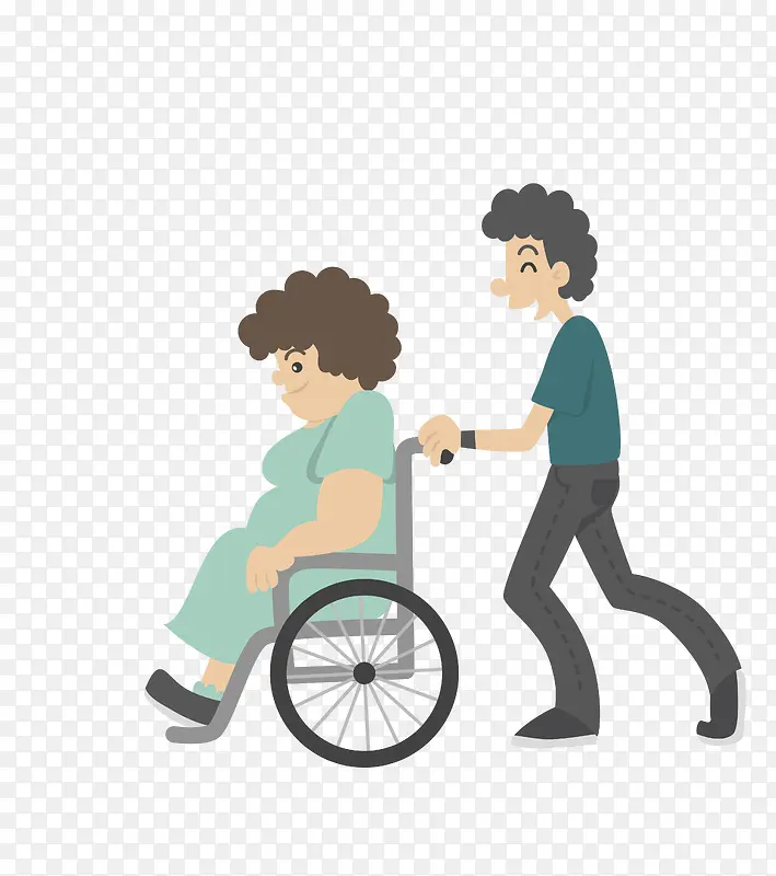 矢量卡通照顾老人插图