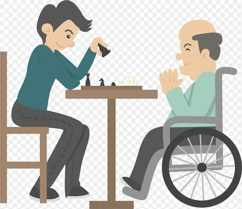 卡通下象棋人物插画