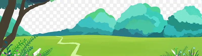 绿色夏季森林草地树木
