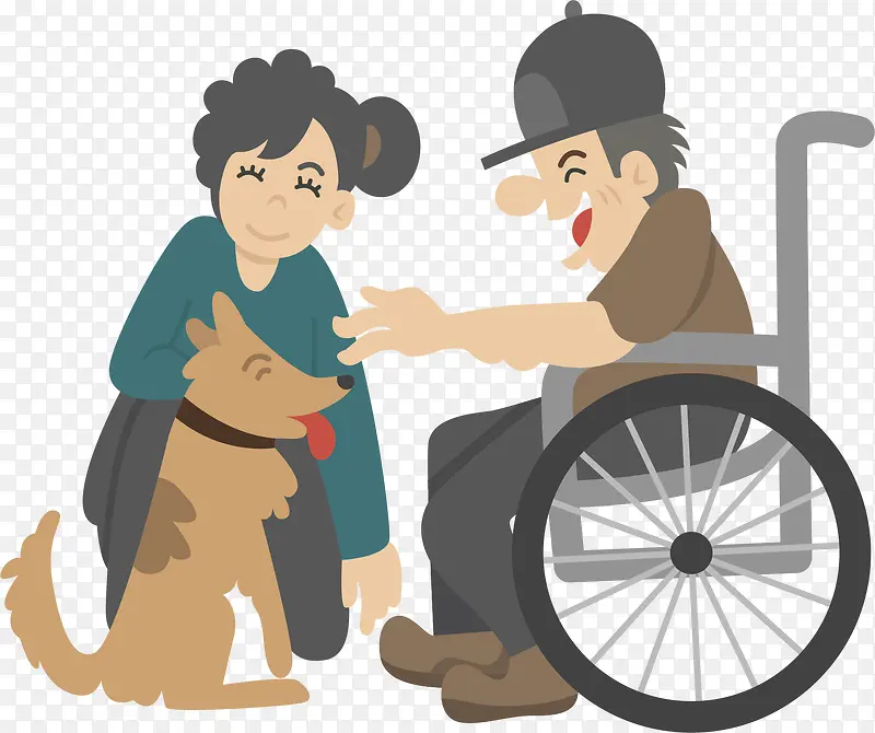 卡通轮椅人物人物插画
