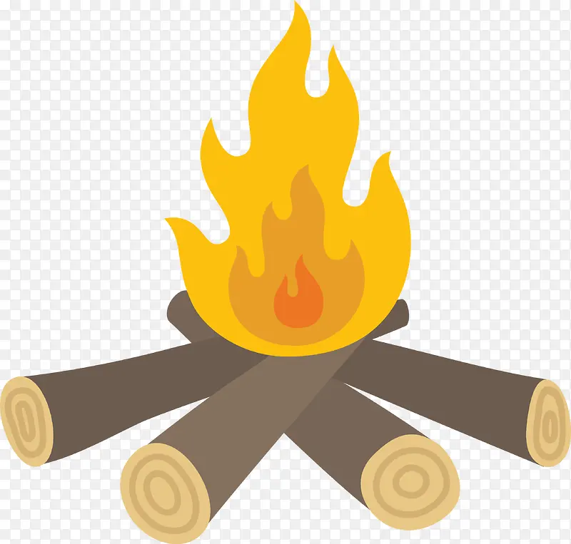 卡通木材烧火