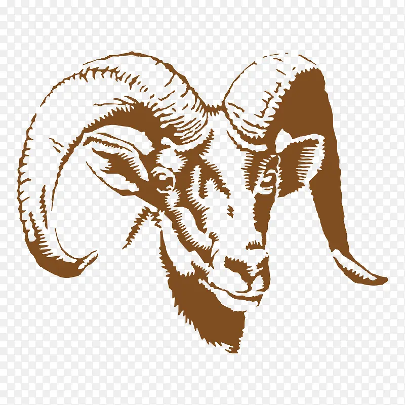 带羊角的羊头图案设计