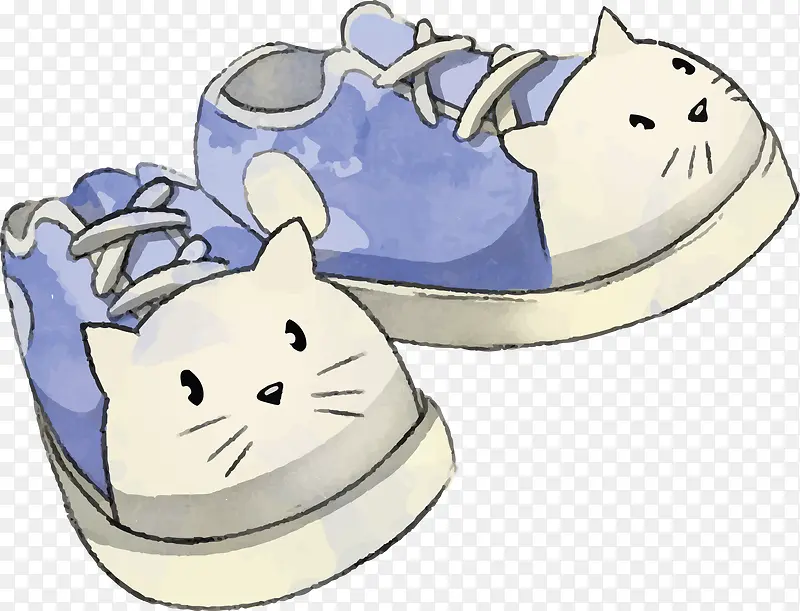 可爱猫咪蓝色婴儿鞋
