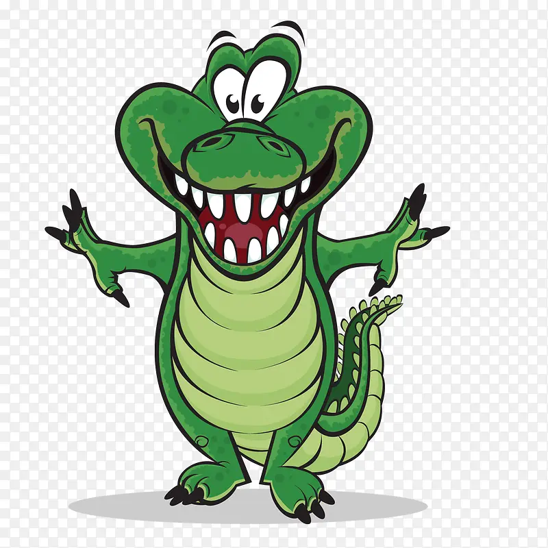 卡通手绘绿色的鳄鱼设计