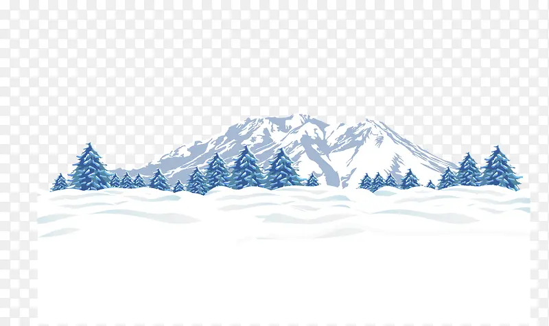 卡通雪地雪山