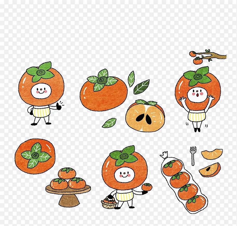 水果食物柿子读物插画