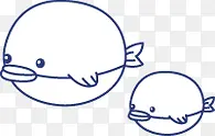 夏日手绘卡通鲸鱼