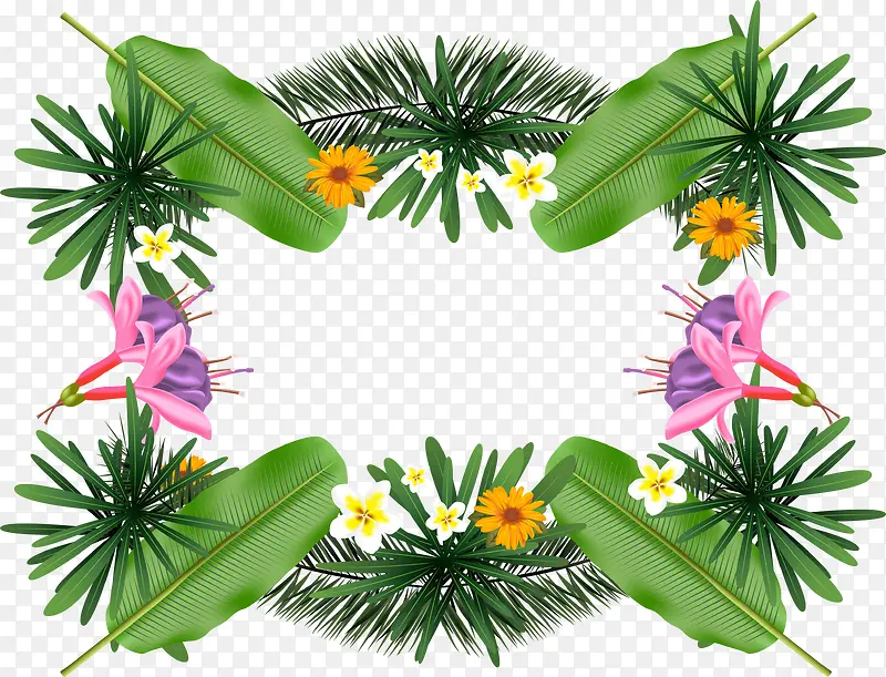 精美热带植物花朵装饰边框
