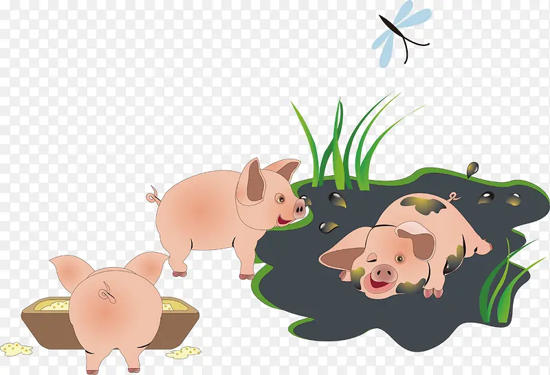 卡通可爱农场猪圈