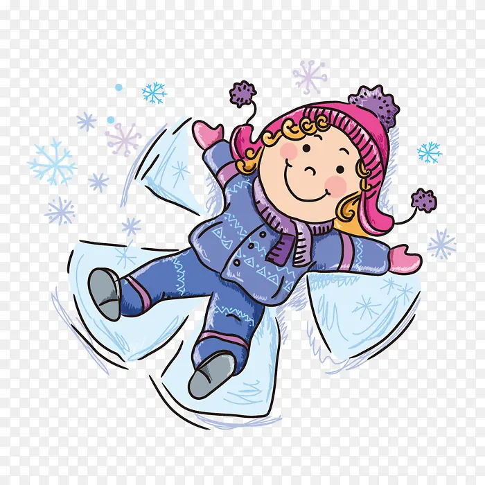 躺在雪地上的小女孩