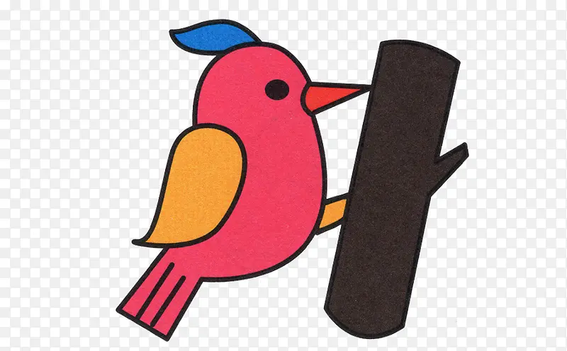 手绘粉色啄木鸟