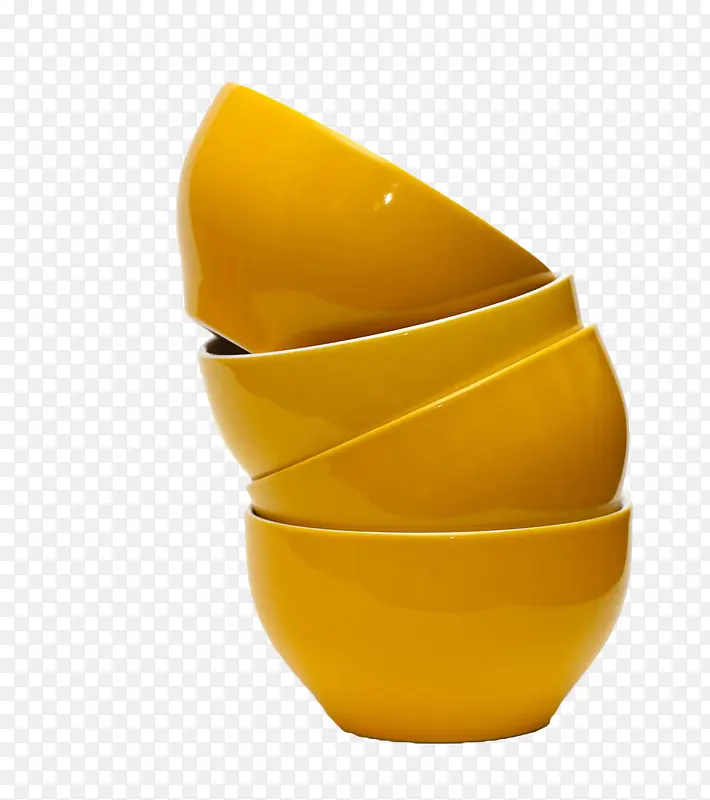 黄色堆叠餐具小瓷碗