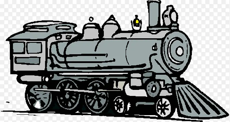 卡通手绘老式蒸汽火车车头