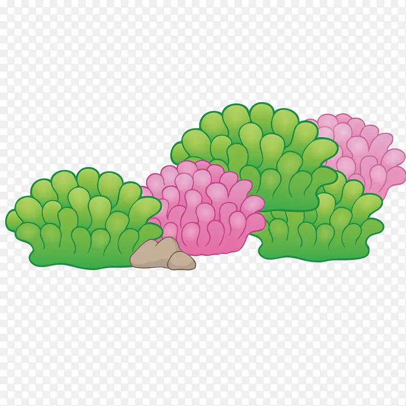 粉色绿色卡通海洋珊瑚植物