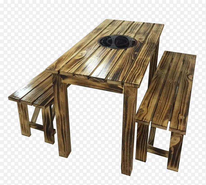 碳化木户外专用桌椅组合