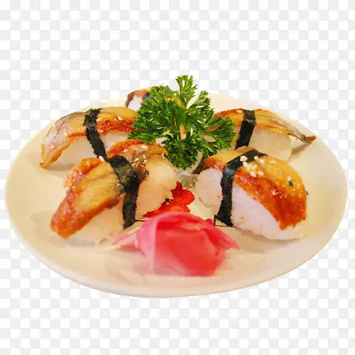 粉色花鳗鱼寿司餐饮食物
