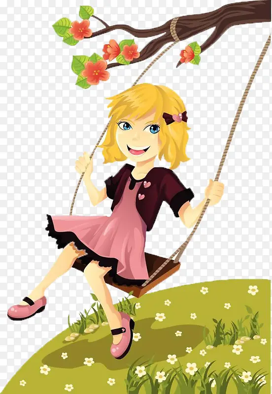 荡秋千的小女孩