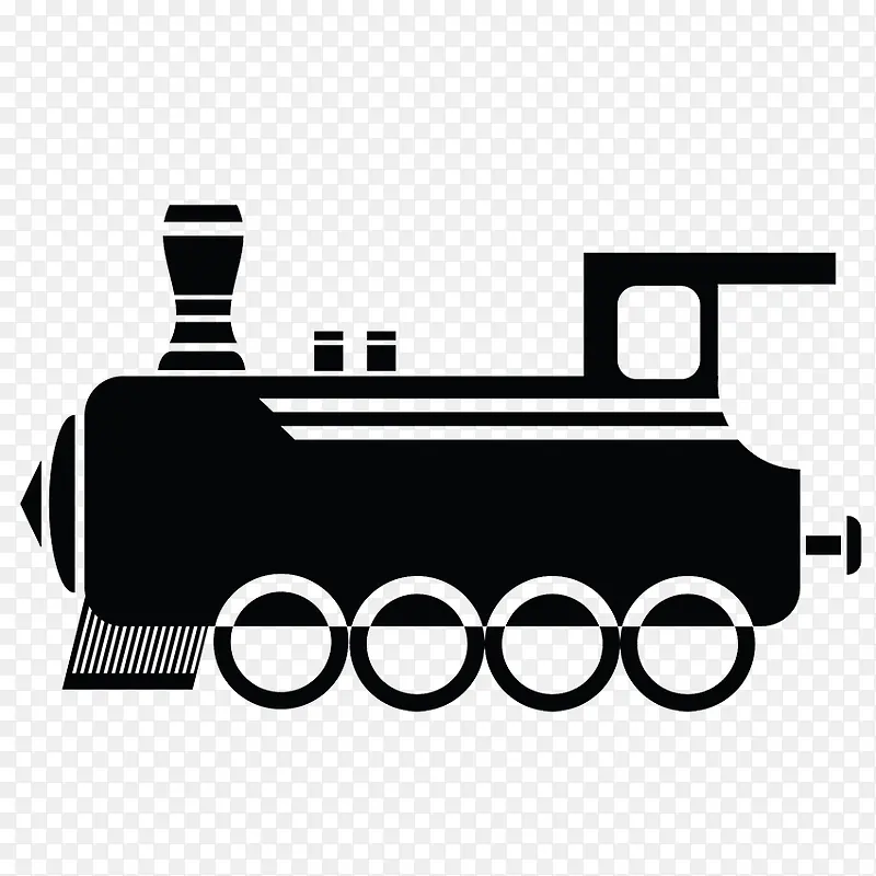 扁平黑白蒸汽式火车图标