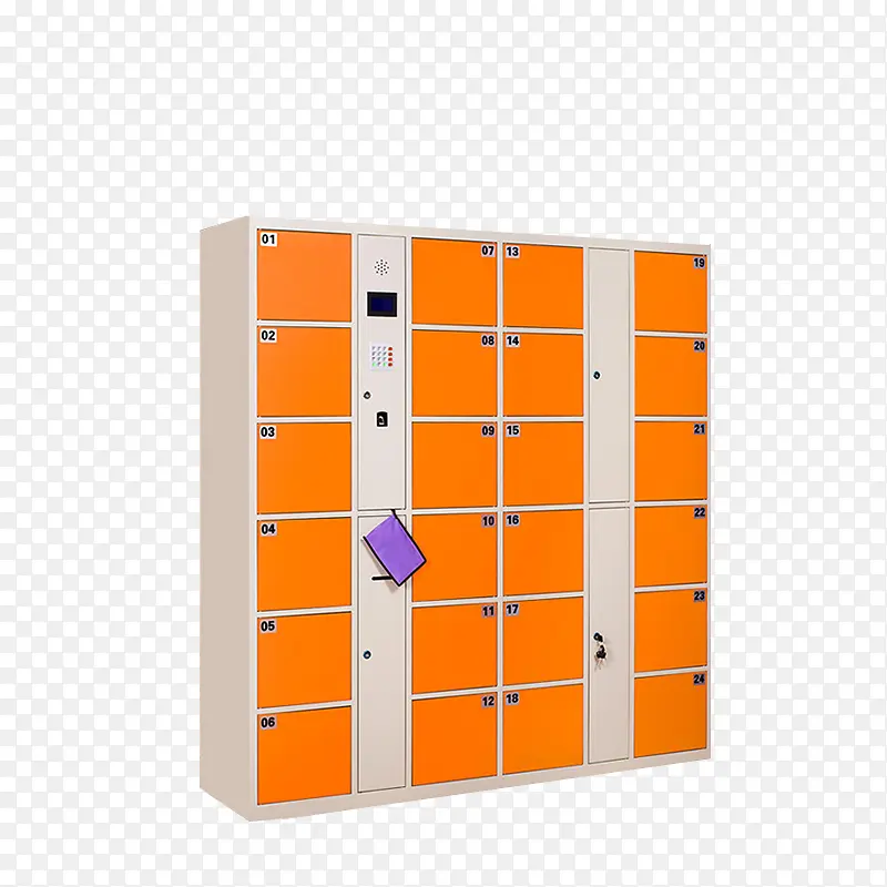 橙色的电子储物柜