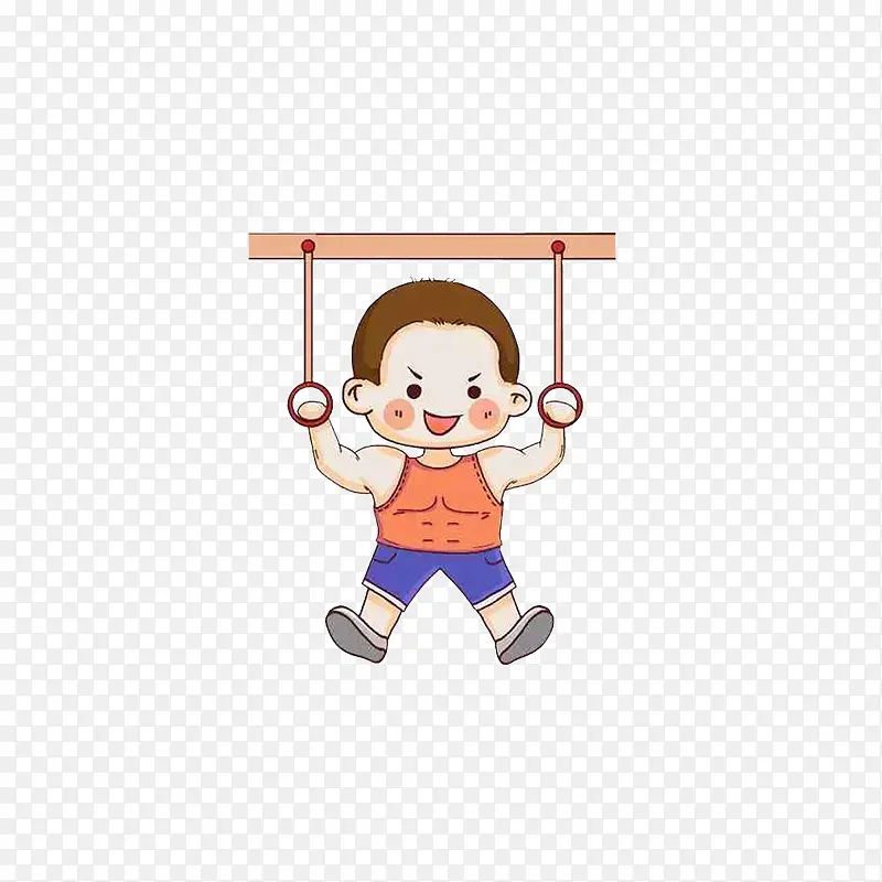 卡通吊环练习的男子素材
