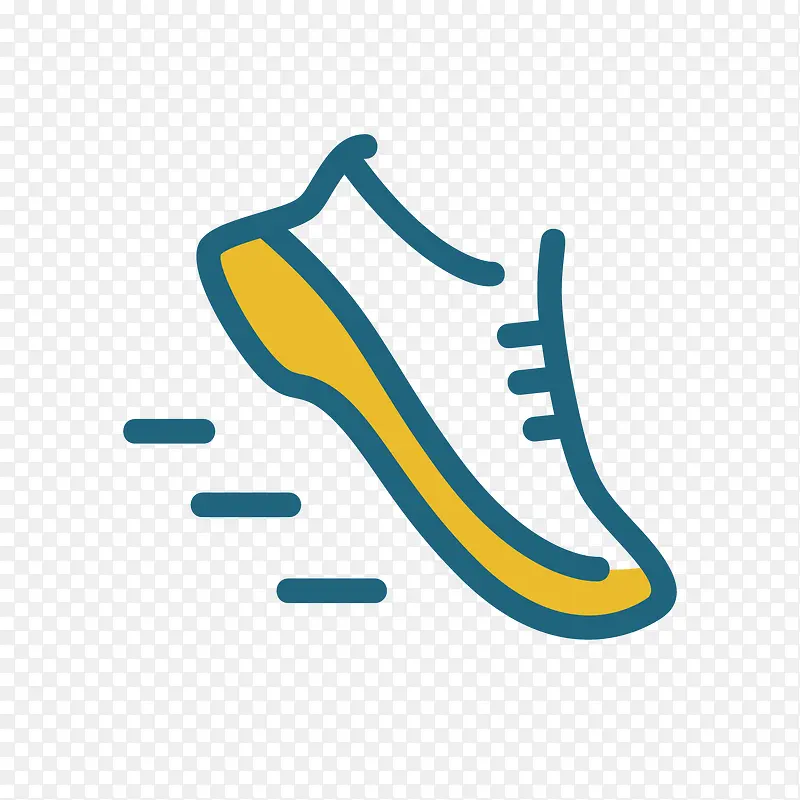 黄色手绘奔跑的跑鞋元素