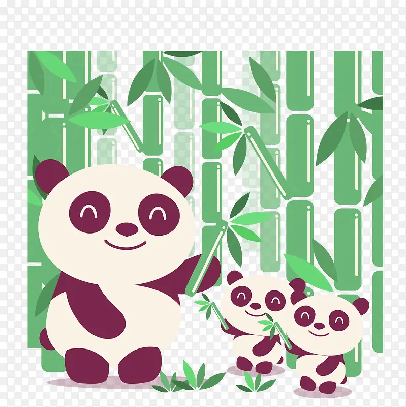 熊猫吃竹子插画