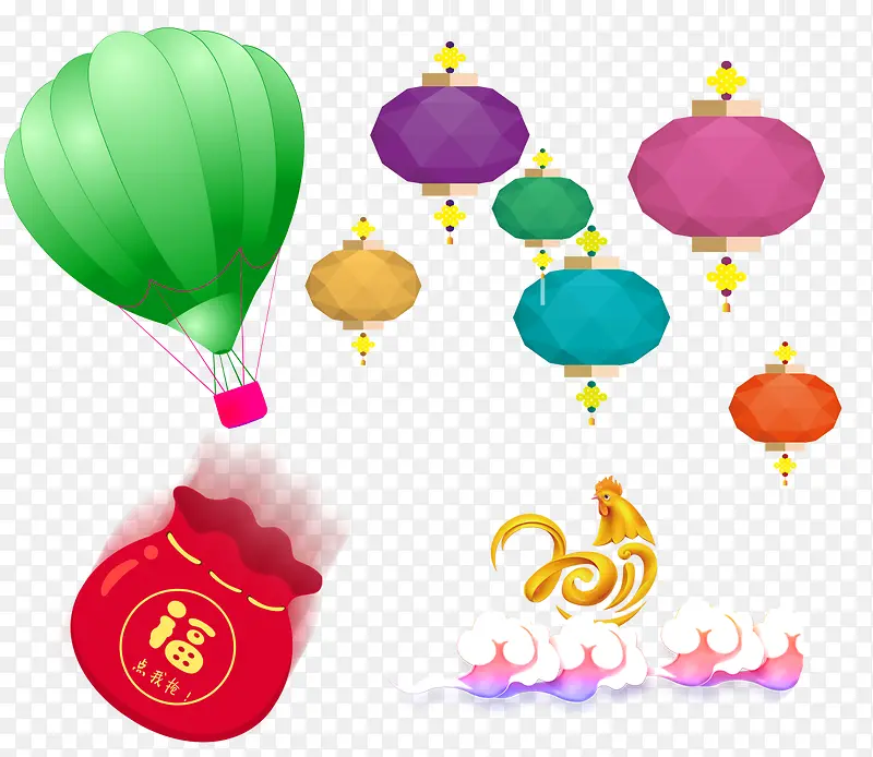 彩色扁平化灯笼
