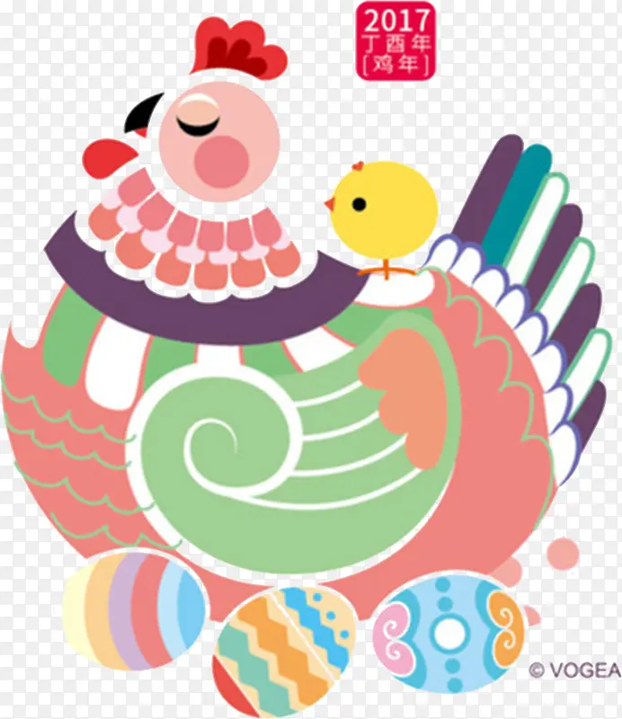 鸡年彩色鸡素材