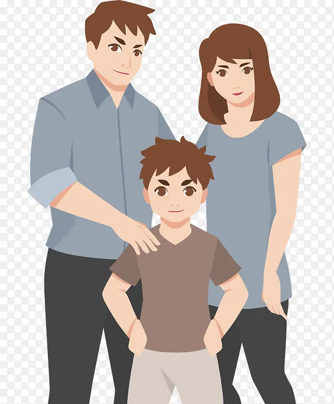 手绘一家三口免抠图