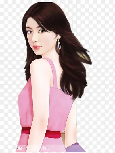 粉色吊带回头一望美少女PNG图片素材下载_图片编号yxpvnrjy-免抠素材网