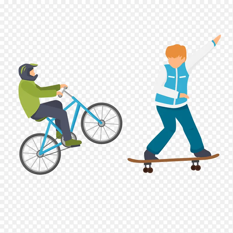 骑自行车滑滑板运动会健康图案
